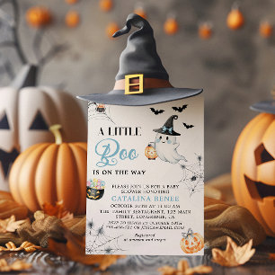 Convite Charming Blue Halloween Ghost Baby Shower
