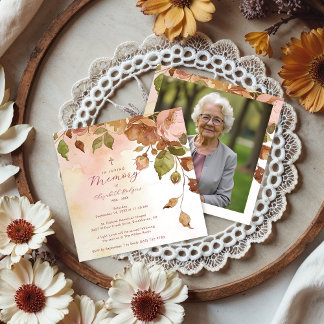 Convite Charming Brown Floral Watercolor Effect Funeral 