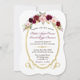 Convite Charming Burgundy Marsala Casamento outono Floral
