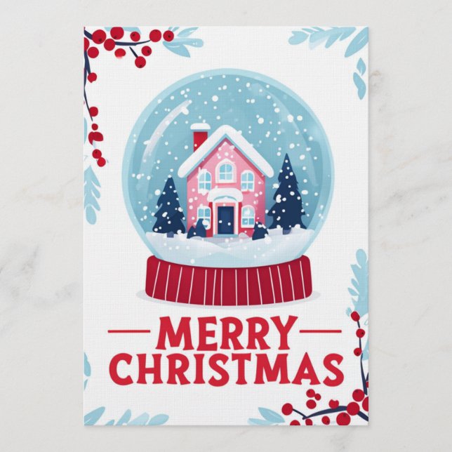 Convite Charming Christmas Snow Globe Holiday Card (Frente)