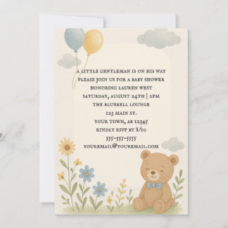 Convite Charming Cub Baby Shower Invitation