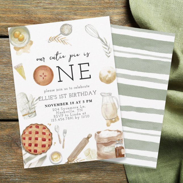 Convite Charming Cutie Pie Primeiro Aniversário (Criador carregado)