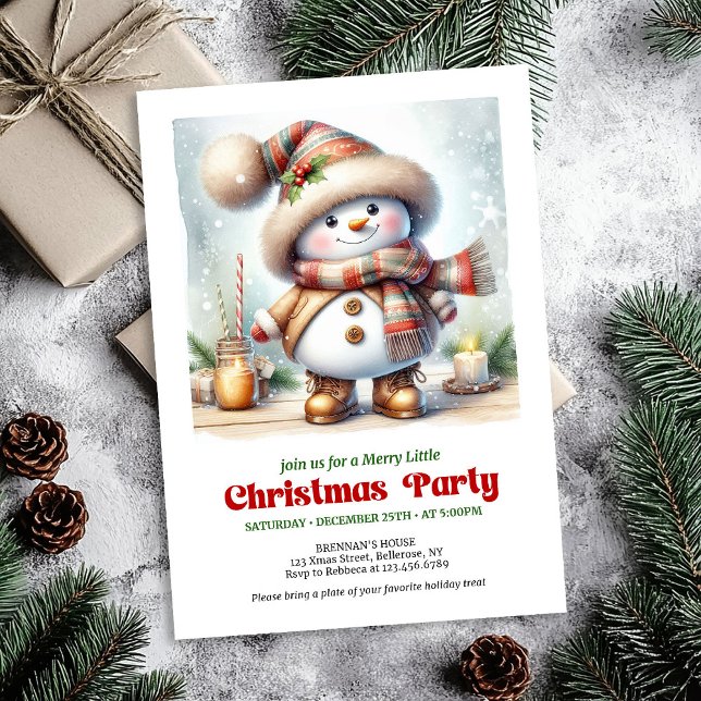 Convite Charming funny snowman invitation printable  (Charming funny snowman invitation printable holiday tones

)
