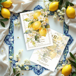 Convite Charming Mediterranean Botanical Floral Lemons