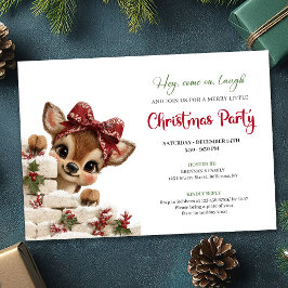 Convite Charming peeking reindeer fun holiday party invite