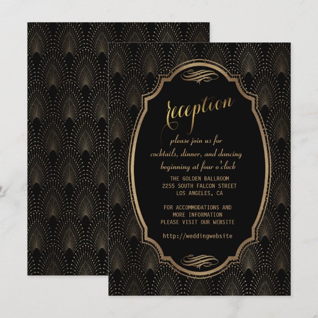 Convite Charming Recepção de Casamento Great Gatsby Art De (Frente/Verso)