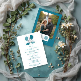 Convite Charming Teal Church Christian Wedding