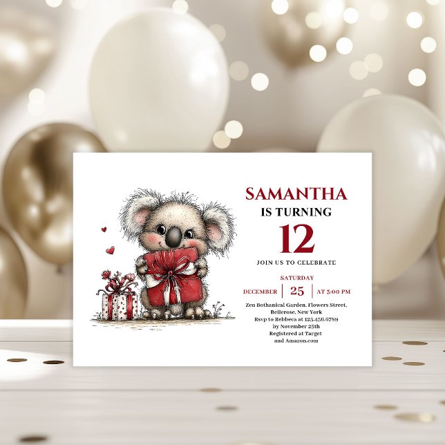 Convite Charming whimsical koala design kids birthday (Charming whimsical animals design kids birthday invitation

)