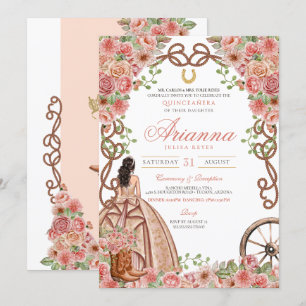 Convite Charra Quinceañera, Dourada, Oeste da rosa
