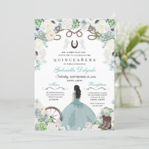 Convite Charra Quinceañera, Horse Verde da Casa Ocidental