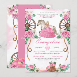 Convite Charra Rosa Rosa Rosa Rosa Rosa Russa Quinceañera