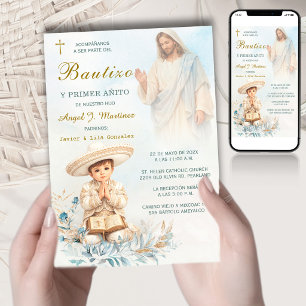 Convite Charro Batizado E Primeiro Aniversário Menino