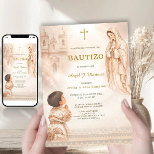 Convite Charro Batizado Menino Virgem Guadalupe Igreja Beg