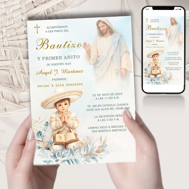 Convite Charro Bautizo Y Primer Añito Niño (Criador carregado)