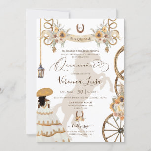 Convite Charro Floral Boho Rustic Country Quinceanera v2