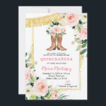 Convite Charro mexicano incomoda quinceñera rosa e Dourada<br><div class="desc">Charro Mexicano Boots Pink e Dourada Quinceañera Mis Quince Anos,  15 Birthday</div>