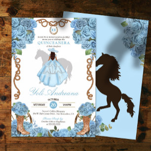 Convite Charro Quinceanera Azul Claro
