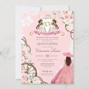 Convite Charro Quinceanera, cor-de-rosa Elegante