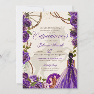 Convite Charro Quinceanera, Ranhura Rosa Ocidental Roxo