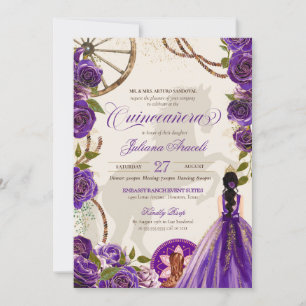 Convite Charro Quinceanera, Ranhura Rosa Ocidental Roxo
