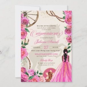 Convite Charro Rosa Rosa Rosa Rosa Elegante Quinceanera Oc