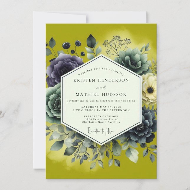 Convite Chartreuse Lush Botanical Wedding (Frente)