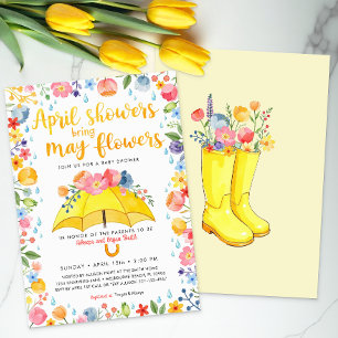 Convite Chás de abril trazem Chá de fraldas de flores