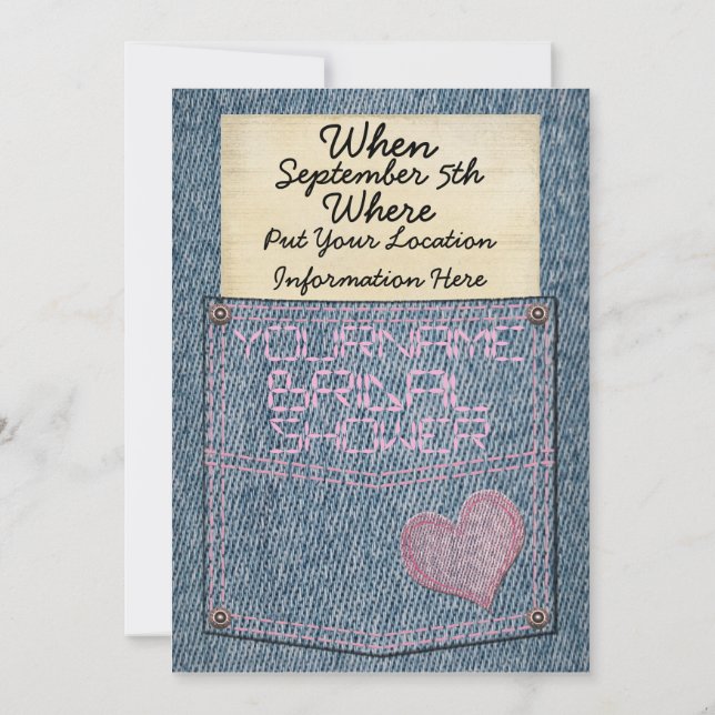 Convite Chás de panela do bolso de jeans (Verso)