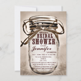 Convite Chás de panela do frasco de pedreiro do país