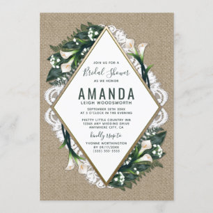 Convite Chás de panela do laço de serapilheira do lírio