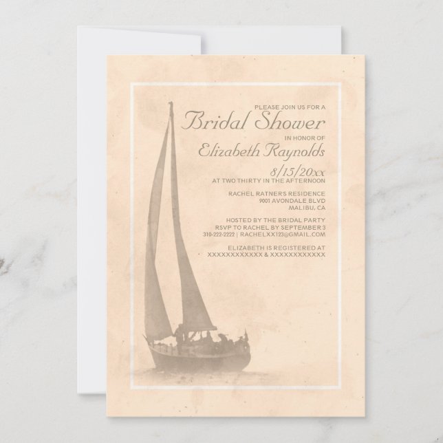 Convite Chás de panela elegantes dos barcos (Frente)