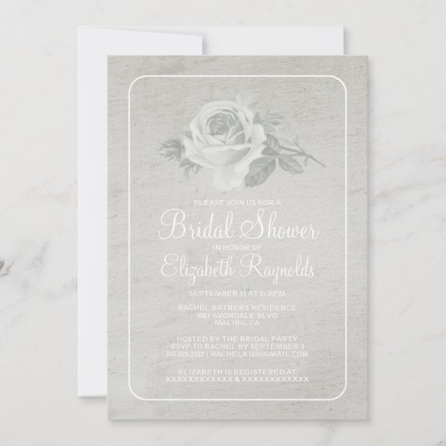 Convite Chás de panela Florais/Flores Brancas (Frente)