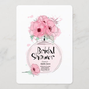 Convite Chás de panela Perfume Bottle com flores