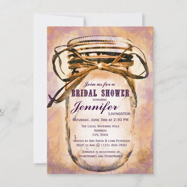 Convite Chás de panela roxos alaranjados do frasco de (Frente)