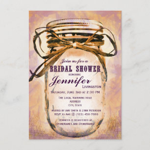 Convite Chás de panela roxos alaranjados do frasco de