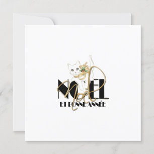 Convite Chat Blanc, Noël e Bonne Année