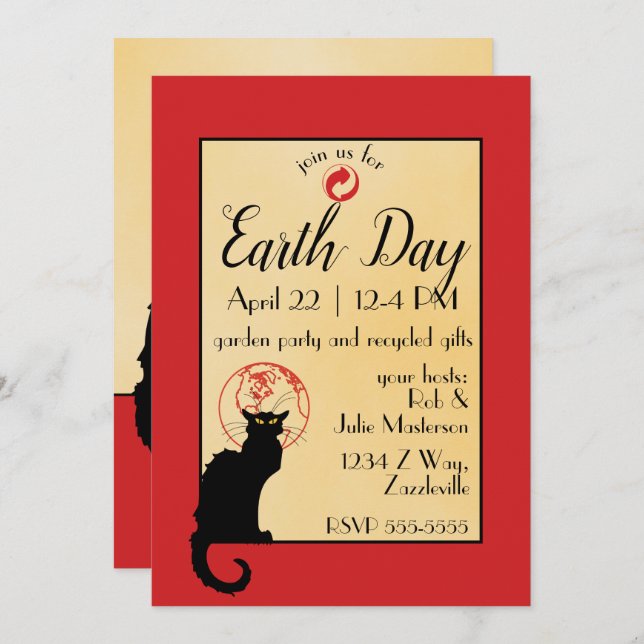 Convite Chat Noir Earth Day (Frente/Verso)