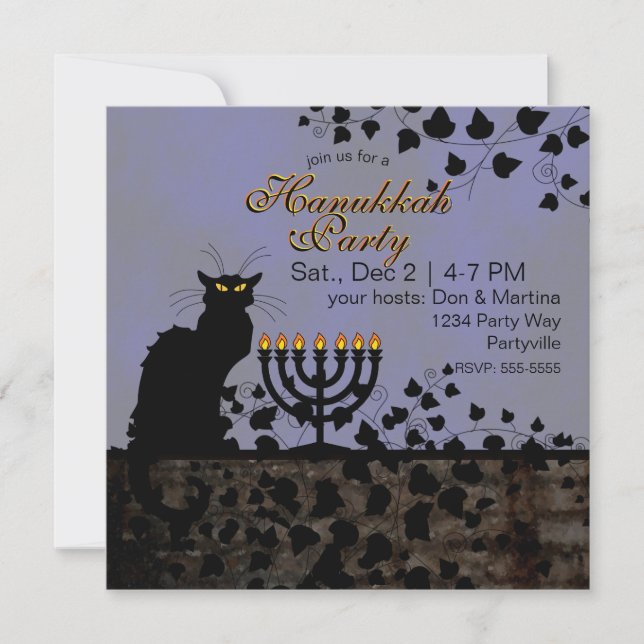Convite Chat Noir Hanukkah (Frente)