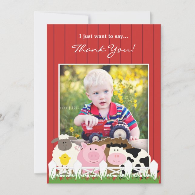 Convite Chato da Fazenda de Foto de Agradecimento (Frente)