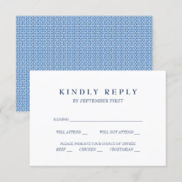 Convite Chave Grego Azul Mediterrâneo Casamento RSVP Itáli