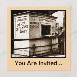 Convite Chávena de café da moeda de um centavo do vintag