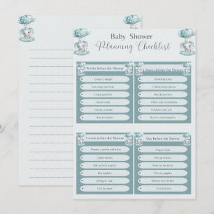 Convite Checklist para o Chá Baby Boy do Balão de Elefante