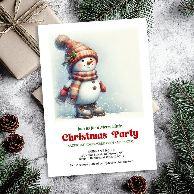 Convite Cheerful Christmas snowman invite kids editable (Cheerful Christmas snowman invite kids joy editable

)