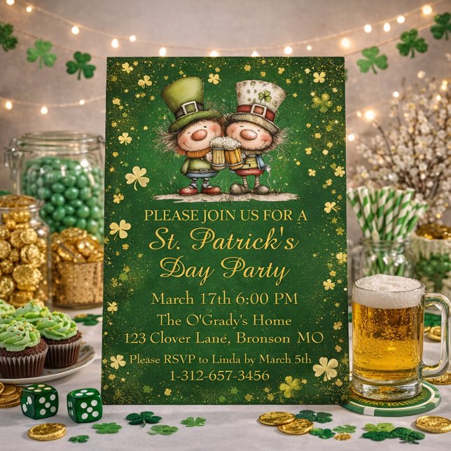 Convite Cheerful St. Patrick’s Day Party Invitation  (Criador carregado)