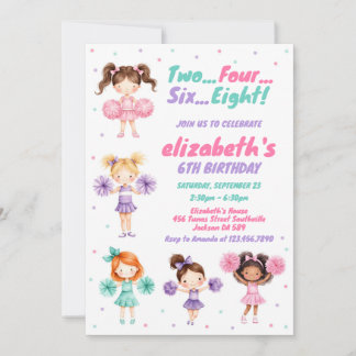 Convite Cheerleader Girl Birthday Party Invitation