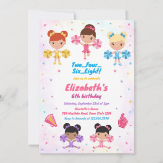 Convite Cheerleader Girl Birthday Party Invitation