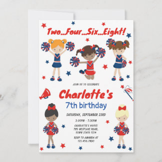 Convite Cheerleader Girl Birthday Party Invitation