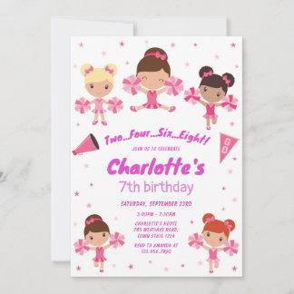 Convite Cheerleader Girl Birthday Party Invitation