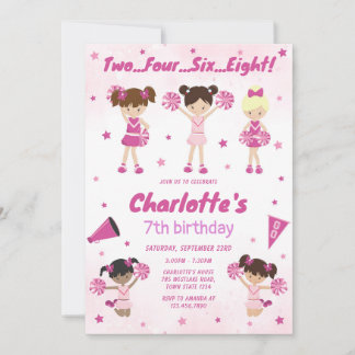 Convite Cheerleader Girl Birthday Party Invitation