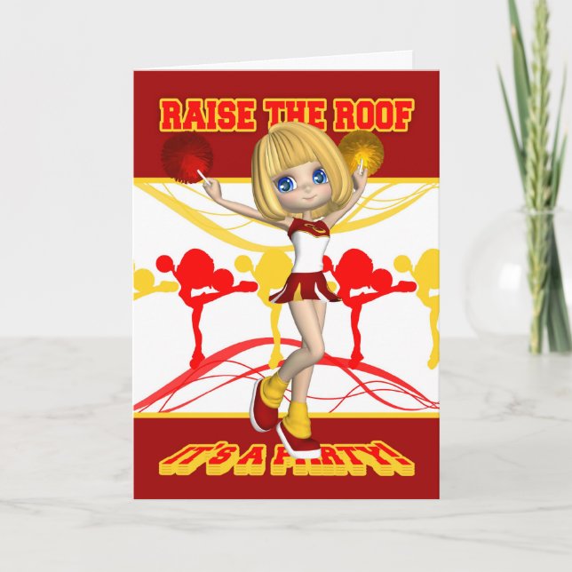 Convite Cheerleader Theme Party Invitation Greeting Card (Frente)